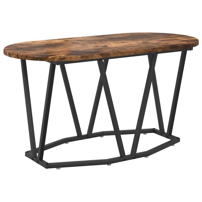 Table basse ovale moderne - vidaXL - Chêne fumé - 80x40x40.5 cm - Bois dingénierie et métal - Style industriel