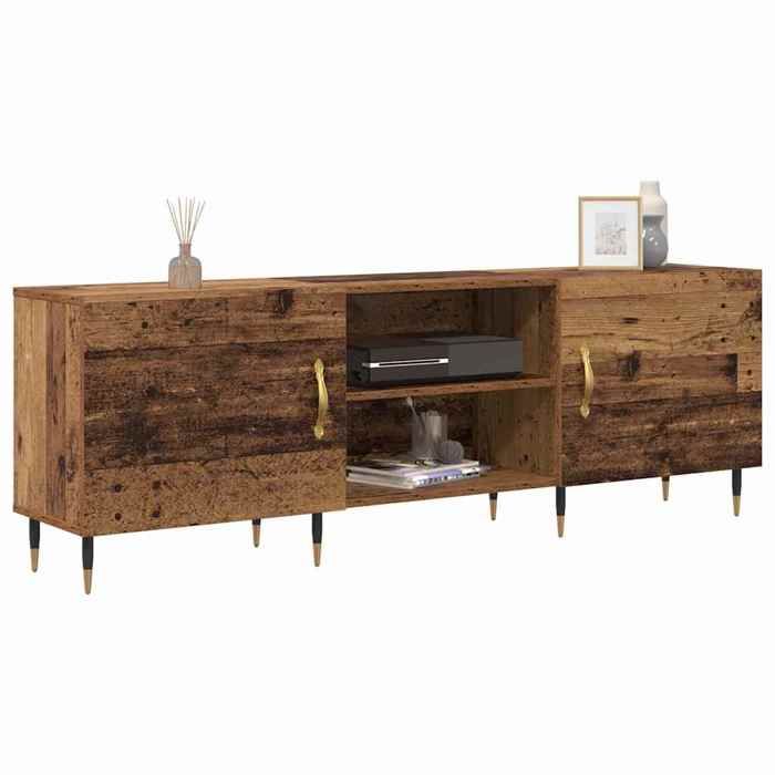SOLDES DHIVER®Banc TV - meuble hifi - Marron Meuble TV - Bois Ancien - 150 x 30 x 50 cm - bois dingénierie - 83308