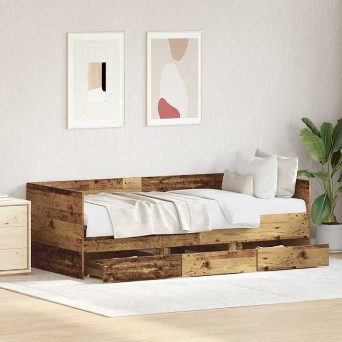 Magnifique Lit dappoint Bois Ancien 90 x 190cm Bois dingénierie - 476604