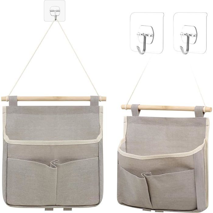 2 Pièces Sac De Rangement Suspendu Sac De Rangement Mural Pliable Organisateur Mural Suspendu avec Crochets Style A gris