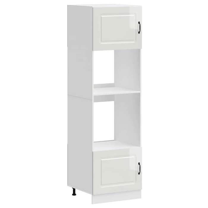 Armoires de four Kalmar - vidaXL - bois dingénierie - blanc brillant - pieds réglables - sans plan de travail - 60 x 57 x 207 cm wq