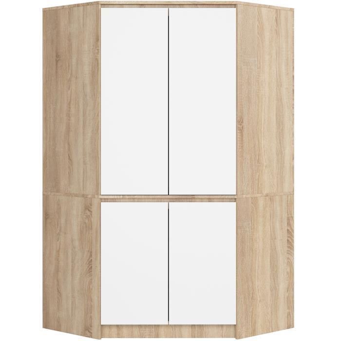 Armoire dangle AKORD S100 Chêne Sonoma 100 cm 4 portes façade Blanche 6 étagères 100x50x180 cm Armoire dangle AKORD S100 Chêne Sonoma 100 cm 4 portes façade Blanche 6 étagères 100x50x180 cm