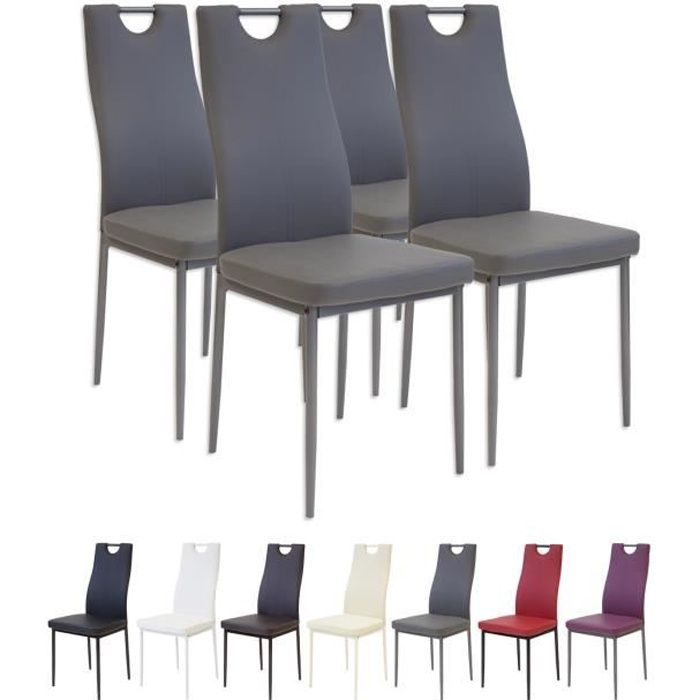 chaises de salle à manger albatros salerno - lot de 4 - gris - simili - métal