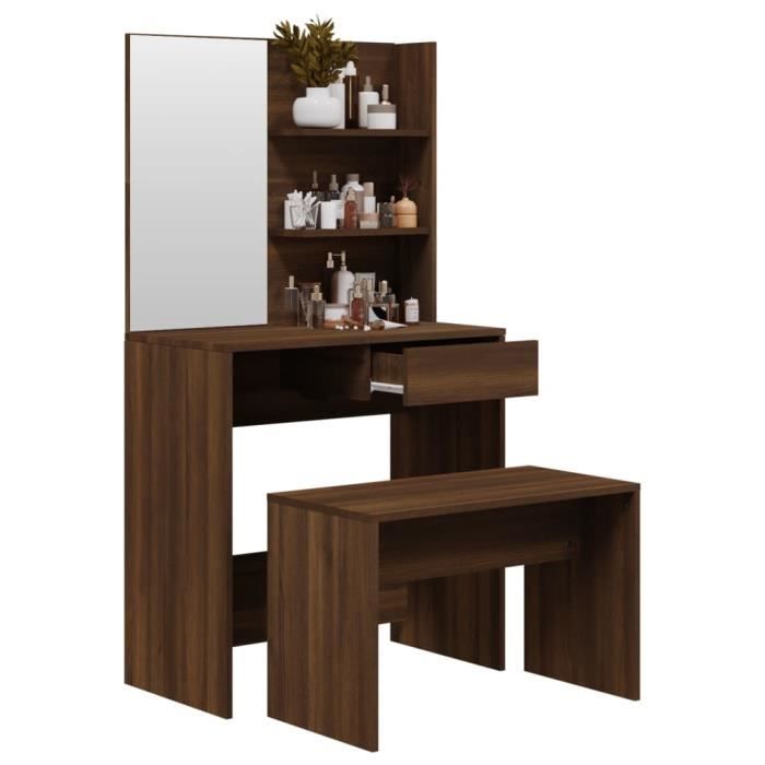 Ensemble de Coiffeuse Chêne Marron 74,5x40x141 cm Table de Maquillage vidaXL