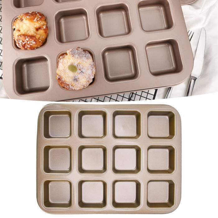 Moule à Beignets 12 Cavités Anti-adhésif Acier Carbone Doré - Donuts Muffins Cupcakes