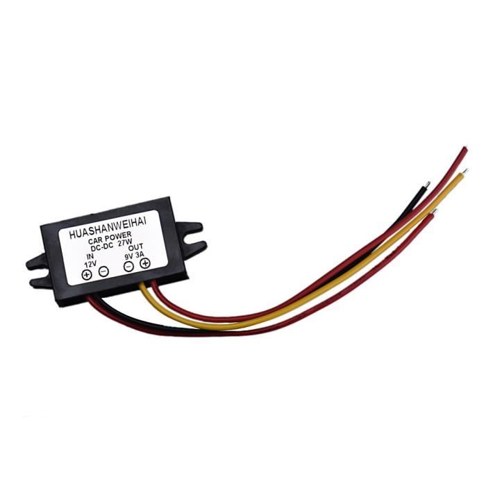 Convertisseur DC en CC /étanche 12V /à 3-9V 2A 3A Module dalimentation Auto pour Voiture Cordon de cuivre R/égulateur de Tension abaisseur Argent et Noir