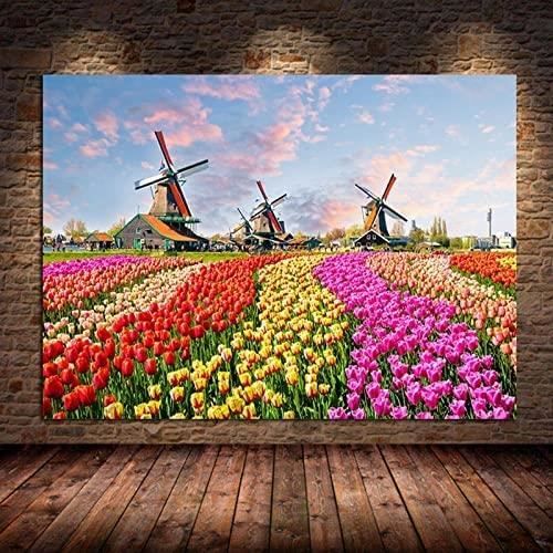 3 Affiches Fleurs Bohème 50x70 Cm - Poster Art Moderne, Déco Murale Salon Chambre - Toile Beige Sans Cadre