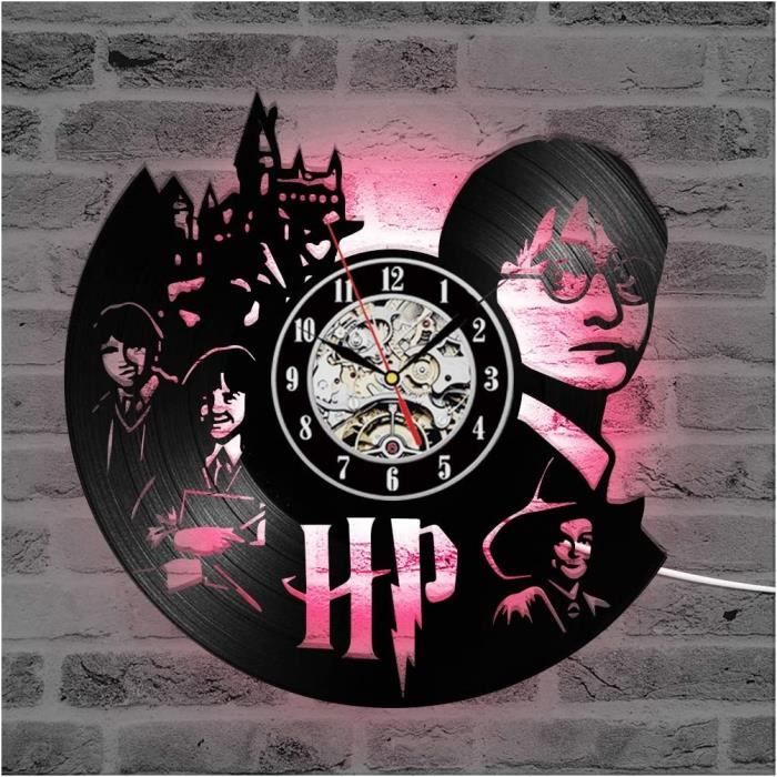 Horloge Murale de Disque Vinyle Harry Potter, Veilleuse Lumineuse