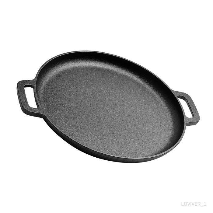 Poêle en fonte 28 cm pré-culottée Poignée en acier inoxydable