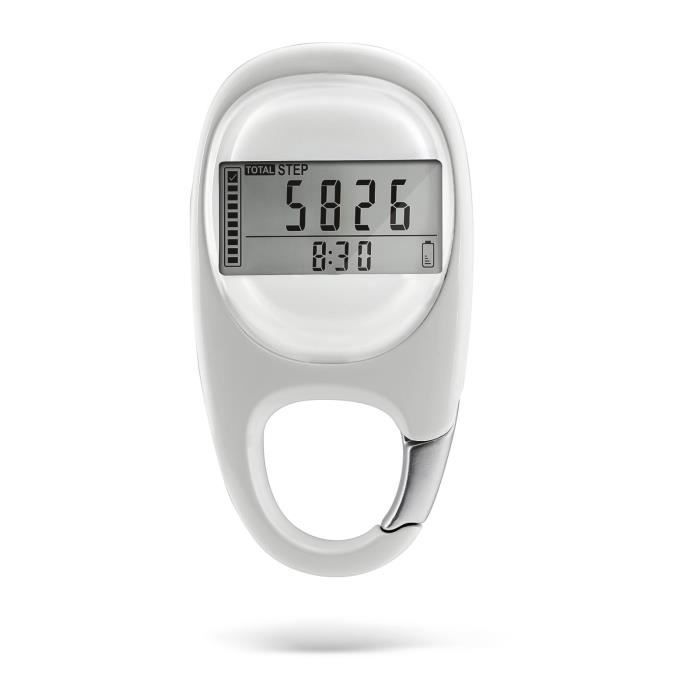 Podomètre Numérique SOOTOP 3D Avec Mousqueton - Compte Pas, Distance, Calories - Autonomie 7 Jours - Pour Hommes, Femmes, Enfants