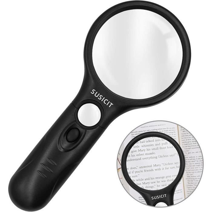 Loupe avec lumière 3 x 45 x Loupe de lecture éclairée, haute
