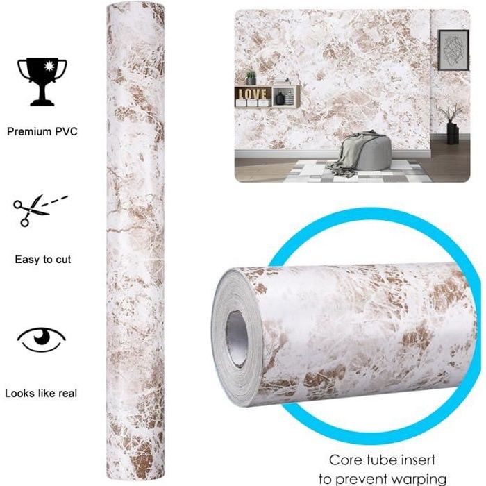 Contact Marbre Papier Peint Brun Fonce Auto Adhesif Impermeable A