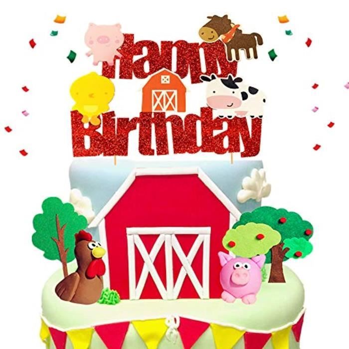 Decoration Gateau D Anniversaire Animaux De La Ferme Cdiscount