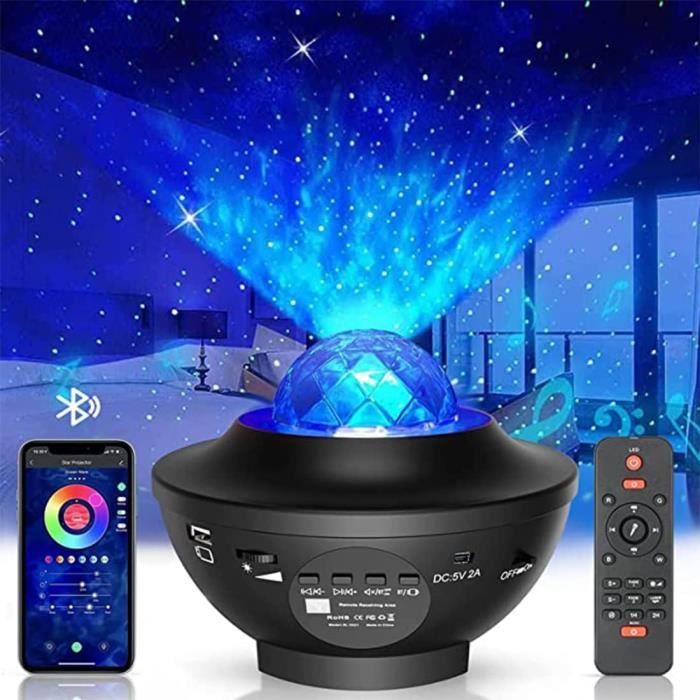 Coloré ciel étoilé galaxie projecteur Blueteeth USB commande vocale lecteur  de musique LED veilleuse USB charge Projection lampe cadeau, ✓ Meilleur  prix au Maroc et ailleurs