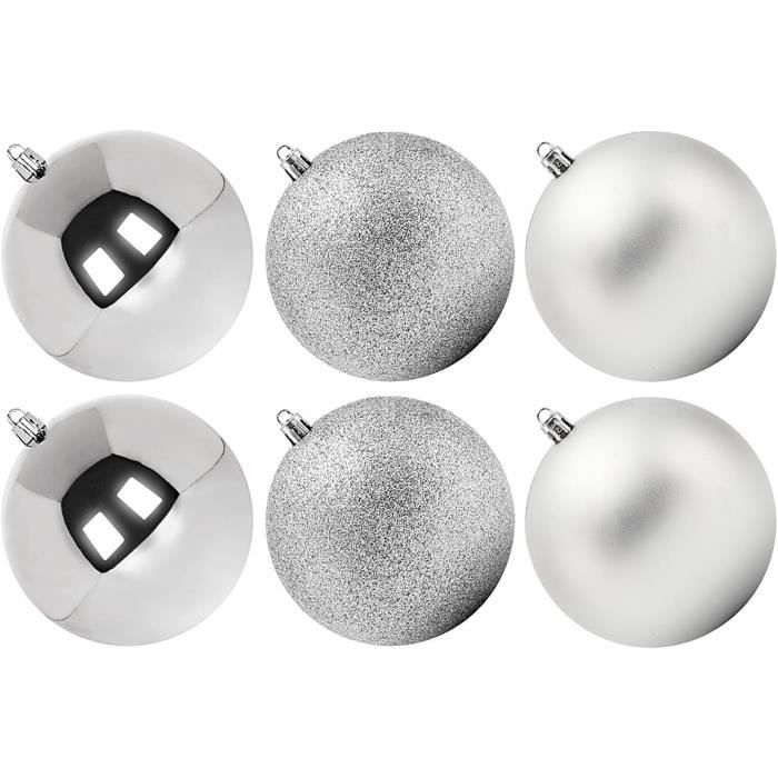 Boules De Noël Velours Géantes - Lot De 6, Diamètre 10 Cm, Incassables, Avec Suspension, Marron