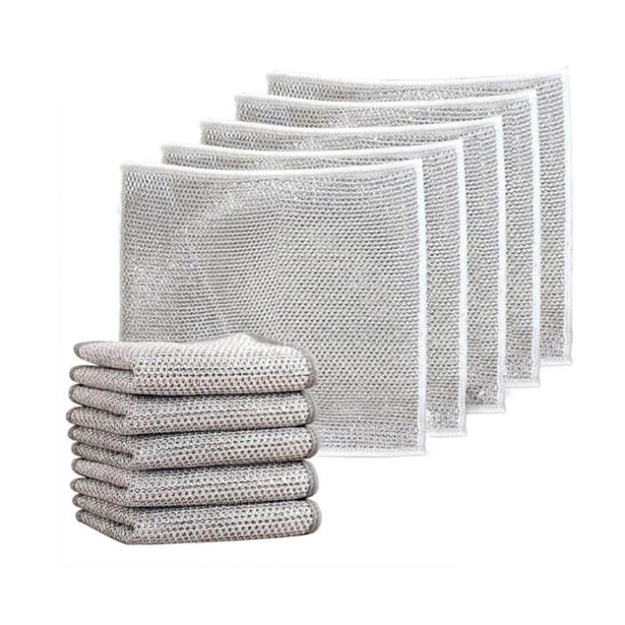 10 Torchons Microfibre Double Couche 20x20cm - Nettoyage Sans Rayure Cuisine, Salle De Bain - Réutilisables