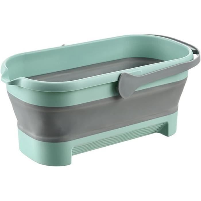 Seau Rectangulaire Mobile Seau De Vadrouille Pliable Avec Roues 12l Silicone Et Pp Nettoyage A 756363