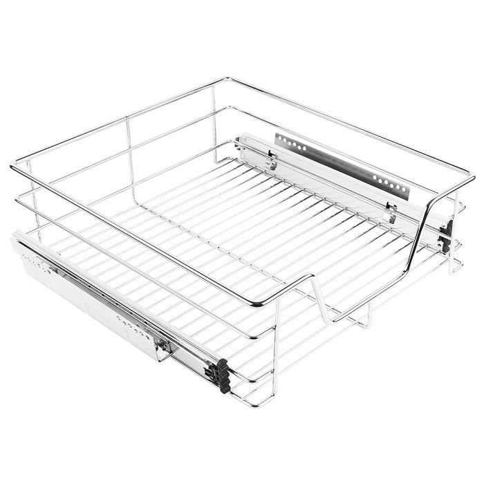 Tiroir Panier de Rangement Télescopique - Métal - 60CM - Acier chromé - Capacité de charge 12 kg