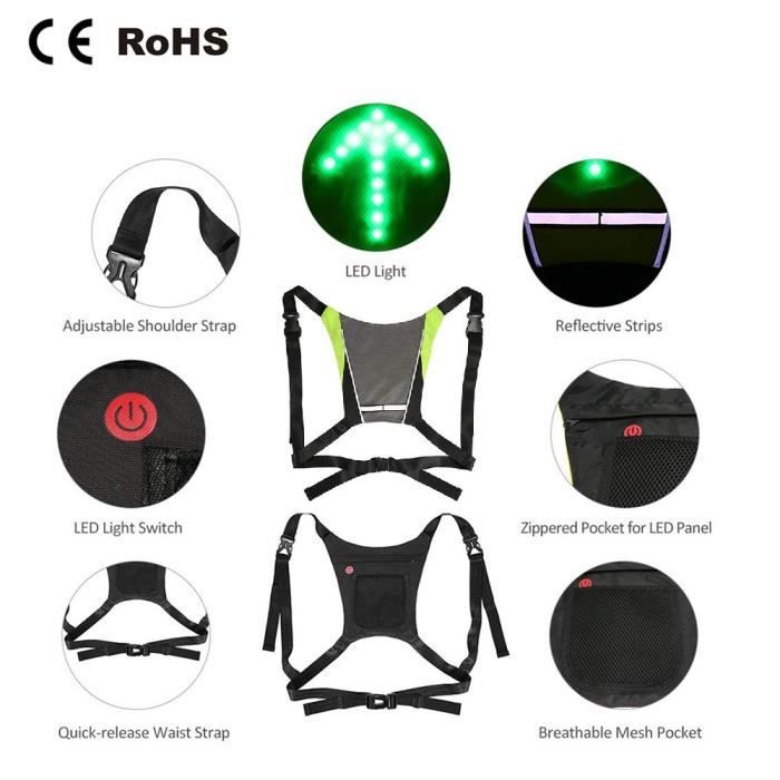 Exp dition 24h Gilet jaune s curit clignotant LED couleur gris