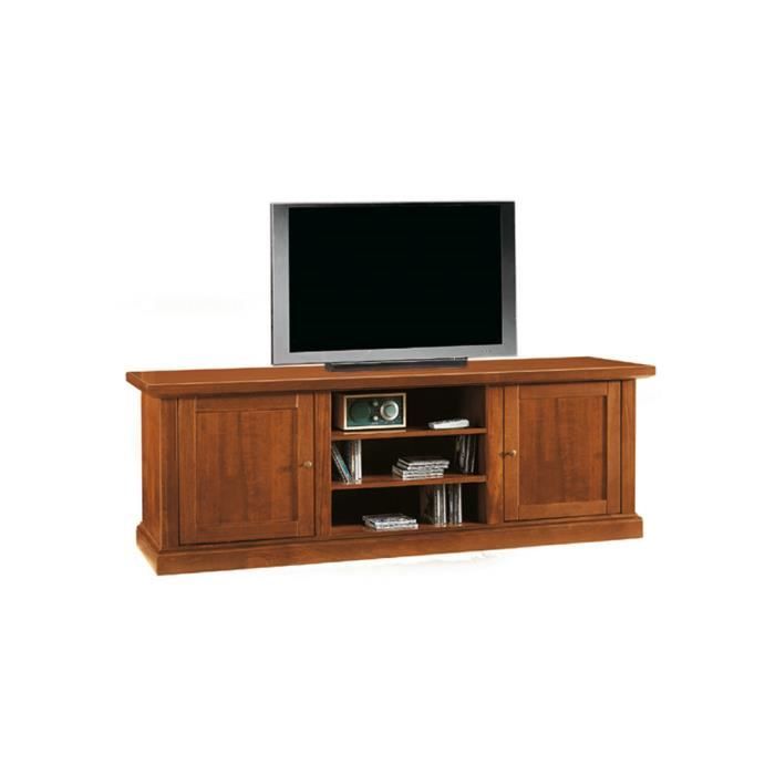 Style Classique en Bois Massif et MDF avec Finition Noyer Brillant Meuble TV Dim 46 x 160 x 56