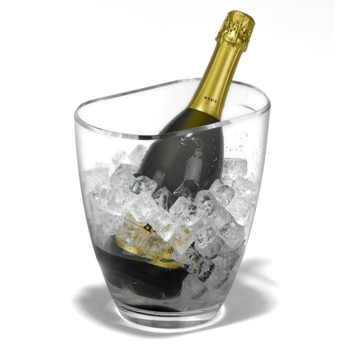 Seau à Champagne Transparent 8 Litres - Pour 3 Bouteilles, Avec Glace, Poignées