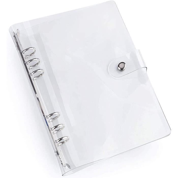 JIHUOO A6 Classeur PVC Souple Rechargeable 6 Anneaux - Cahier Transparent Pour Notes Et Journal Intime