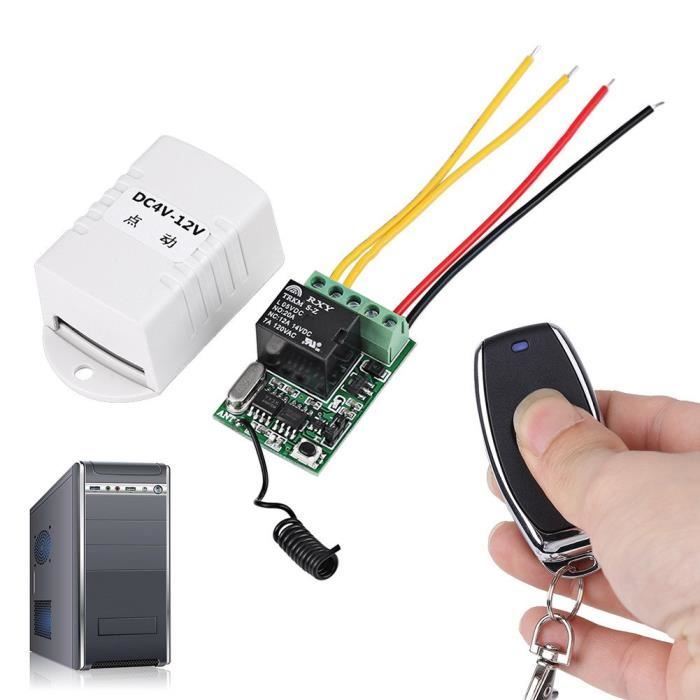 QIACHIP Mini télécommande sans fil DC 6 V 12 V 24 V 48 V 60 V 1 canal RF Relais Commutateur récepteur émetteur pour lumière LED, batterie de voiture ON/OFF