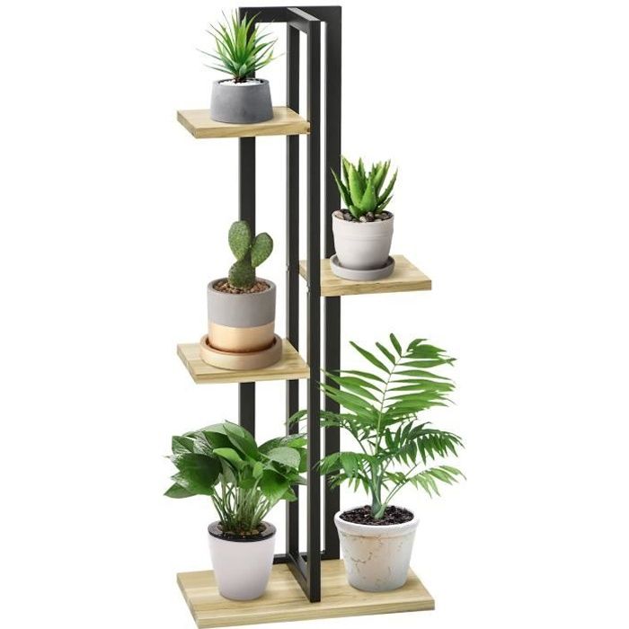Outsunny Étagère à plantes escalier fleurs support intérieur 4 niveaux en bois de différentes hauteurs style- 45 x 25 x 110 cm