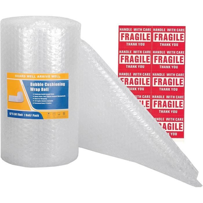 Pobuu 2 Rouleaux De Papier Bulle 22 M – Pour Emballage Et Déménagement, Perforés Tous Les 30 Cm (Rose)