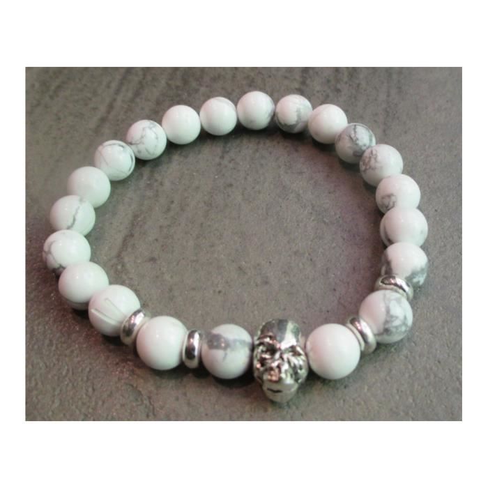 Bracelet homme perle blanche clearance