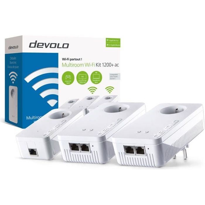 devolo 1373 - Pack de 2 adaptateurs CPL (dLAN 200 AVplus Starter Kit) : 1  port Fast Ethernet / prise gigogne intégrée : : High-Tech
