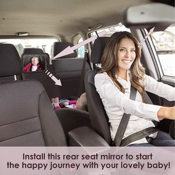Miroir De Voiture Pour Bébé - Rétroviseur Pour Siège Auto Réglable à 360°, Vue Claire, Fixation Solide, Compatible Avec Toutes Les Voitures