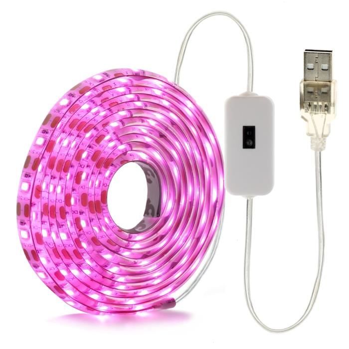 Bande LED Croissance Plantes 2 M - Spectre Complet USB Pour Culture Hydroponique, Tentes Et Jardins D'intérieur