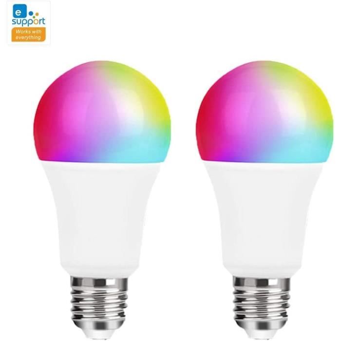 Smart Lot De 2 Ampoules Led Sans Fil À Intensité Variable Rvb 9 W
