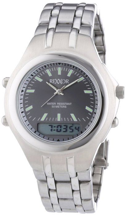 montre homme double affichage quartz rexxor acier