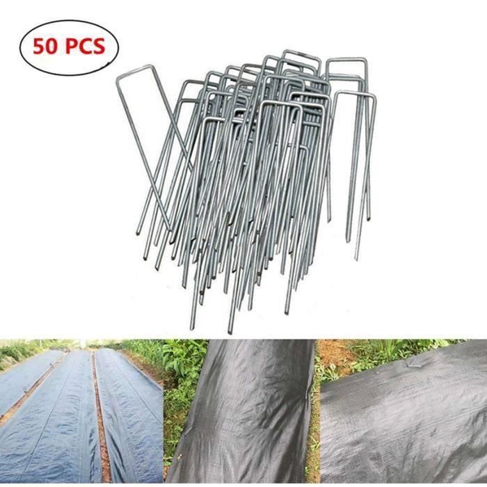 Lot de 200 Agrafes de Fixation M/étal pour Toile de paillage ou geotextile avec Pointes biseaut/ées 20cmX20cmX20cm