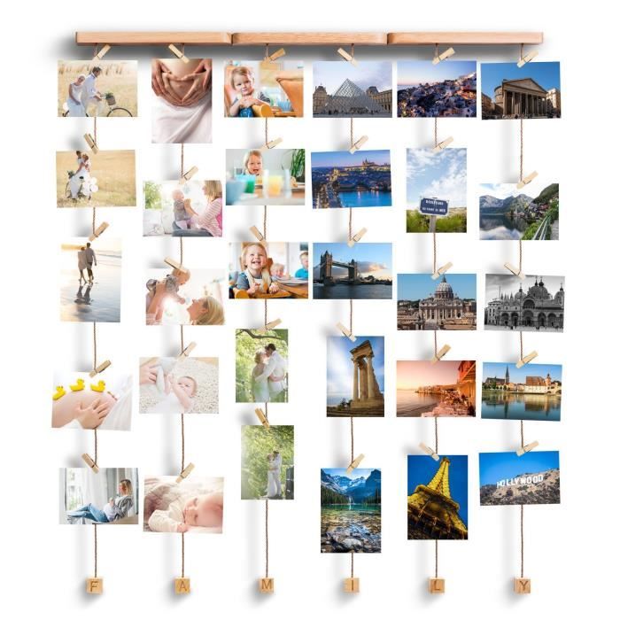 Crème Bois Cœur Cadre Photo Mural Petit Shabby Chic Cadeau