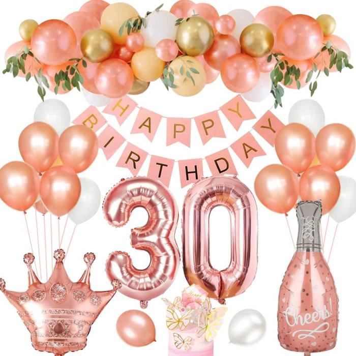 30 Ans Decorations Fete Anniversaire Or Rose Ballon Anniversaire 30 Ans Fournitures De Fete Banniere Joyeux Anniversaire Pour Fille Cdiscount Maison