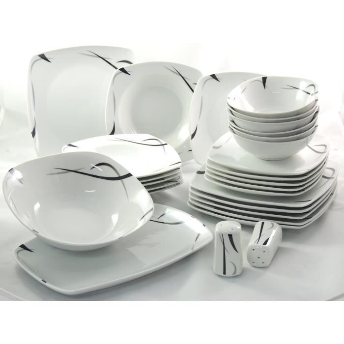 Topkapi Service de Table en Porcelaine 12 pi/èces Rihanna avec 6 Assiettes /à Dessert et 6 Assiettes /à Dessert