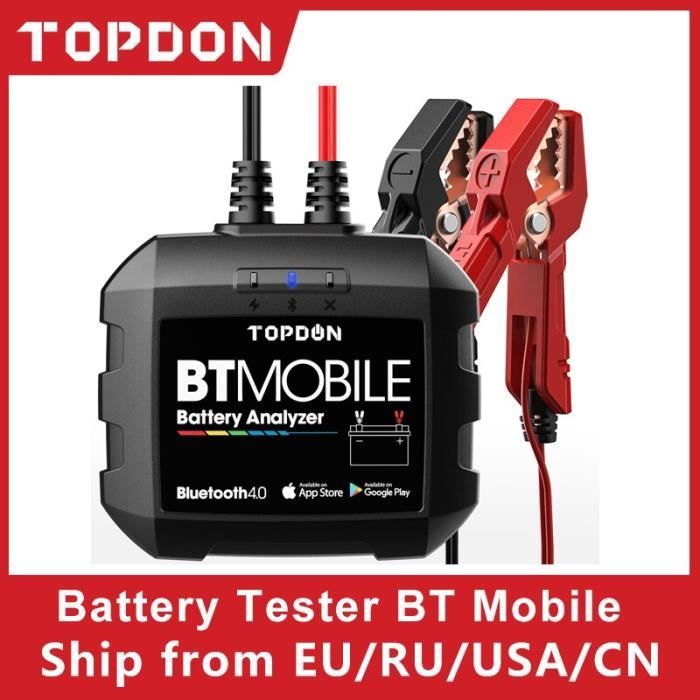 Couleur bt mobile Topdon Testeur de Batterie De Voiture Mobile BT Sans Fil 12V Moniteur de Batterie 100 à 200