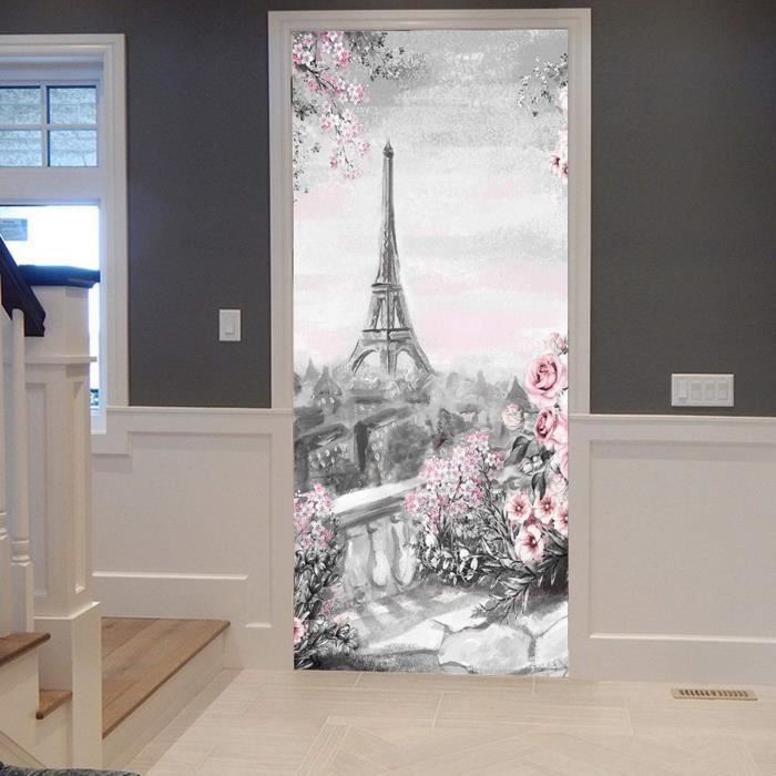 Sticker Porte Autocollant Poster de Porte 3D Main Aquarelle Dessin