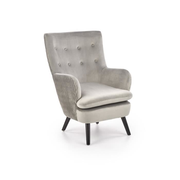 fauteuil rembourré en velours 70 x 78 x 100 cm - gris