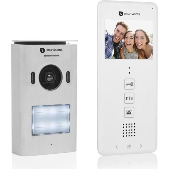 SMARTWARES Interphone vidéo 2 fils pour 1 appartement avec écran 3,5\