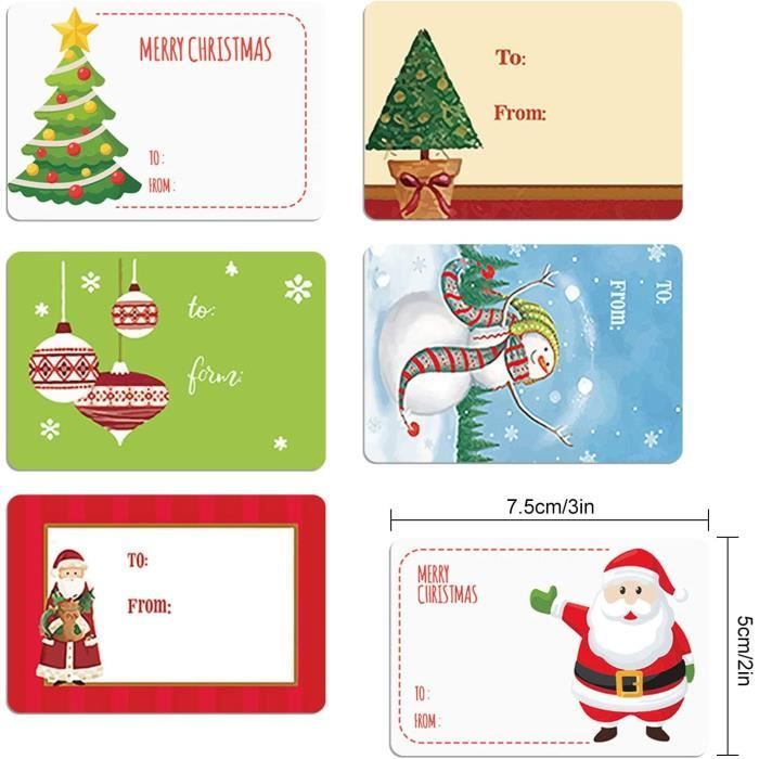 8 étiquettes cadeaux autocollantes - Père Noël traditionnel - N/A