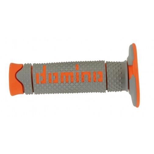 DOMINO - Poignées Guidon Moto Cross A260 - L120Mm - Full Grip Gris/Orange - Poignées À Picots