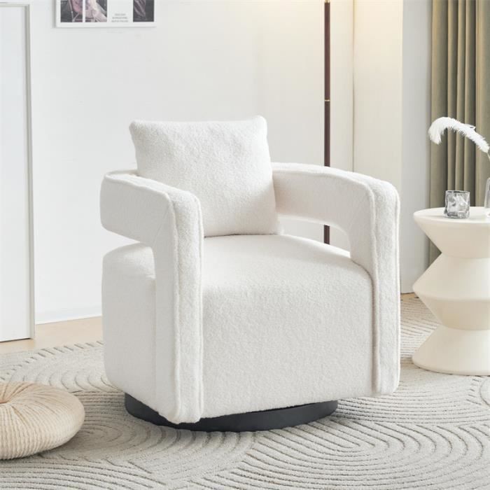Fauteuil D'appoint Pivotant 360° – Design Tonneau Carré Moderne – Rembourrage En Mousse Mémoire – Tissu Chenille – Dimensions 74,5 X 92,5 X 67,5 Cm – Capacité 136 Kg