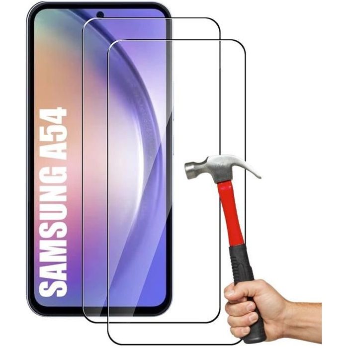 Verre Tremp pour Samsung Galaxy A54 Installation Facile Anti rayure Pack de 2