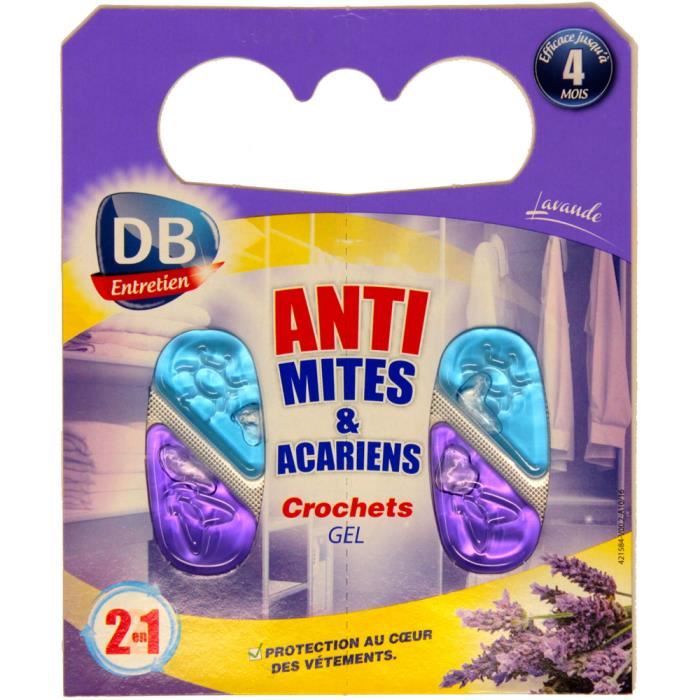 Crochets gel anti mites et anti acariens, parfum lavande x 2