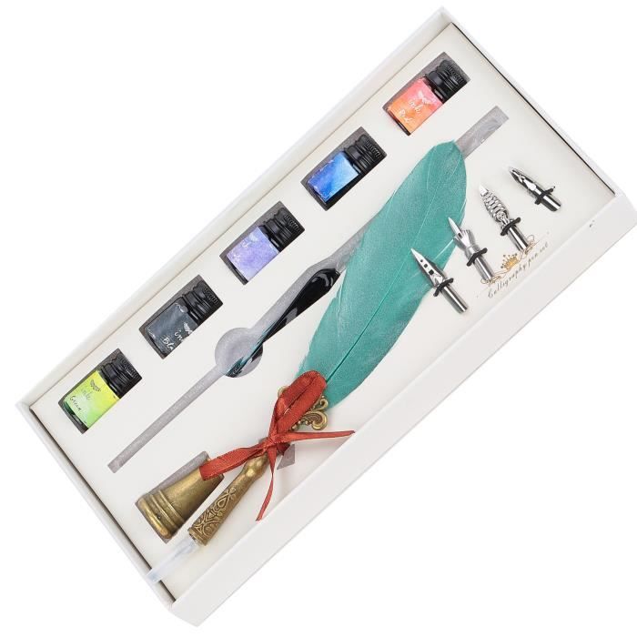Helweet Lot De 2 Stylos En Verre Calligraphie - Orchidée Étoilée + Bleu Océan - Stylo Plongeur Cristal