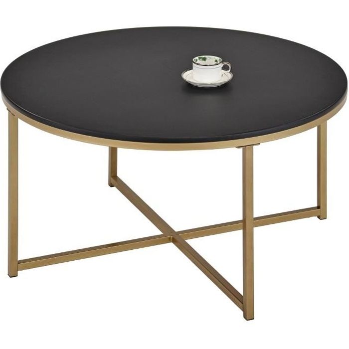 Table Basse Ronde Frankfurt Table De Salon En Mdf Noir Et Metal Dore Bout De Canape Dim 90x48x90 Cm Style Moderne Achat Vente Table Basse Table Basse Ronde Frankfurt Cdiscount